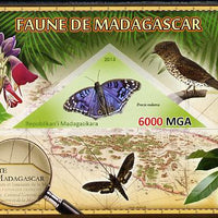 Madagascar 2013 Fauna - Blue African Butterfly imperf sheetlet containing one triangular value unmounted mint