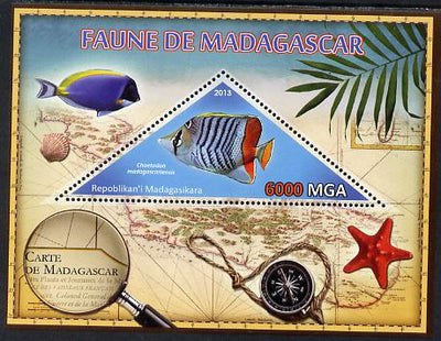 Madagascar 2013 Fauna - Butterflyfish perf sheetlet containing one triangular value unmounted mint