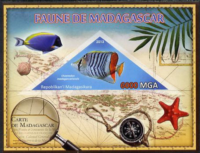 Madagascar 2013 Fauna - Butterflyfish imperf sheetlet containing one triangular value unmounted mint