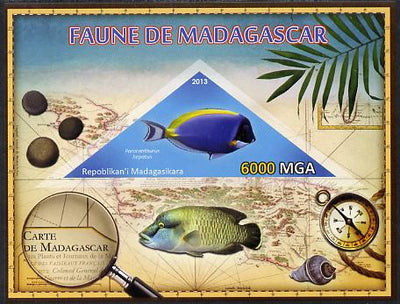Madagascar 2013 Fauna - Surgeonfish imperf sheetlet containing one triangular value unmounted mint