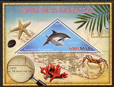 Madagascar 2013 Fauna - Bottlenose Dolphin perf sheetlet containing one triangular value unmounted mint