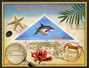 Madagascar 2013 Fauna - Bottlenose Dolphin imperf sheetlet containing one triangular value unmounted mint