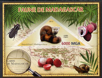 Madagascar 2013 Fauna - Ring-Tailed Mongoose imperf sheetlet containing one triangular value unmounted mint