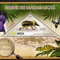 Madagascar 2013 Fauna - Streaked Tenrec perf sheetlet containing one triangular value unmounted mint
