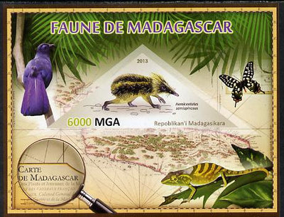 Madagascar 2013 Fauna - Streaked Tenrec imperf sheetlet containing one triangular value unmounted mint