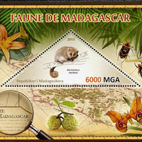 Madagascar 2013 Fauna - Gray Mouse Lemur perf sheetlet containing one triangular value unmounted mint