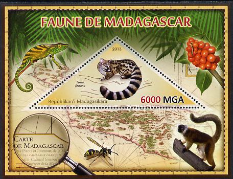 Madagascar 2013 Fauna - Malagasy Civet perf sheetlet containing one triangular value unmounted mint