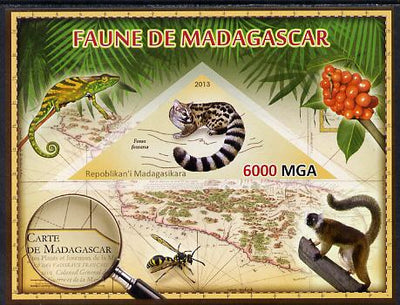 Madagascar 2013 Fauna - Malagasy Civet imperf sheetlet containing one triangular value unmounted mint