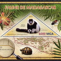 Madagascar 2013 Fauna - Ruffed Lemur perf sheetlet containing one triangular value unmounted mint