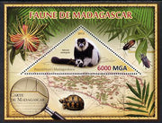 Madagascar 2013 Fauna - Ruffed Lemur perf sheetlet containing one triangular value unmounted mint