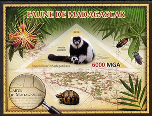 Madagascar 2013 Fauna - Ruffed Lemur imperf sheetlet containing one triangular value unmounted mint
