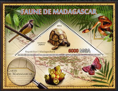 Madagascar 2013 Fauna - Angonoka Tortoise perf sheetlet containing one triangular value unmounted mint