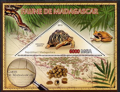 Madagascar 2013 Fauna - Madagascar Tortoise perf sheetlet containing one triangular value unmounted mint