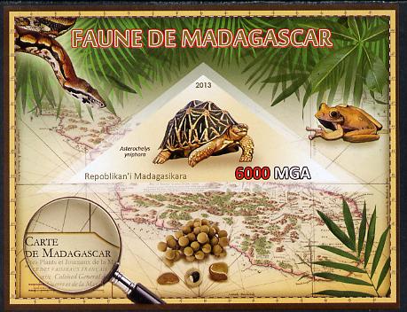 Madagascar 2013 Fauna - Madagascar Tortoise imperf sheetlet containing one triangular value unmounted mint