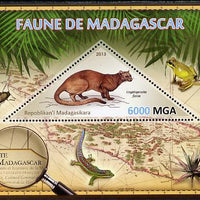 Madagascar 2013 Fauna - Fossa perf sheetlet containing one triangular value unmounted mint