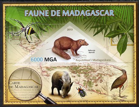 Madagascar 2013 Fauna - Salanoia Durrelli imperf sheetlet containing one triangular value unmounted mint