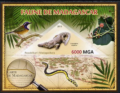 Madagascar 2013 Fauna - Nile Crocodile imperf sheetlet containing one triangular value unmounted mint