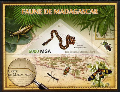 Madagascar 2013 Fauna - Madagascar Tree Boa imperf sheetlet containing one triangular value unmounted mint