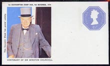 Great Britain 1974 Postally valid souvenir sheet for Southampton Stamp Fair & Commemorating the Centenary of Sir Winston Churchill with 4.5p octagonal Machin imprint unmounted mint