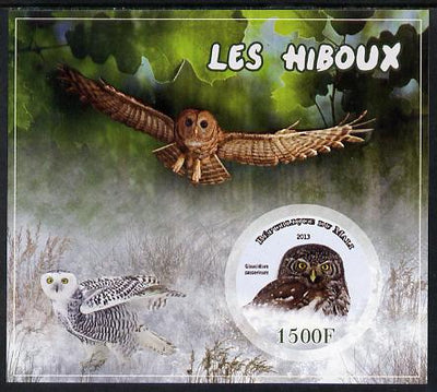 Mali 2013 Owls imperf sheetlet containing one circular value unmounted mint