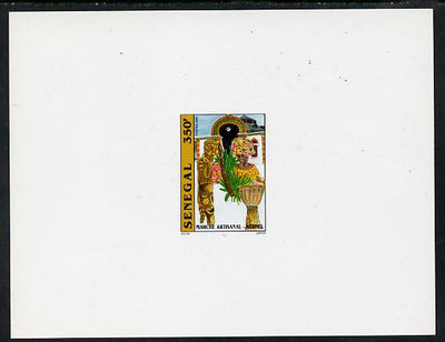Senegal 2001 Craft Market 350f Carvings & Flower Seller imperf deluxe die proof in issued colours on white card as SG 1636