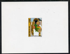 Senegal 2001 Craft Market 350f Carvings & Flower Seller imperf deluxe die proof in issued colours on white card as SG 1636