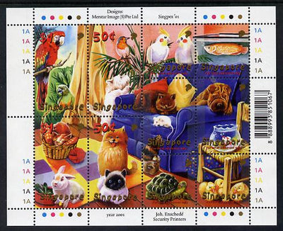 Singapore 2001 National Stamp Exhibition - Pets sheetlet containing set of 10 values unmounted mint SG 1103-12