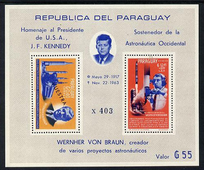 Paraguay 1967 Kennedy & Space Anniversary perf m/sheet overprinted MUESTRA unmounted mint