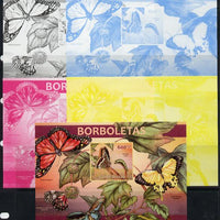 Guinea - Bissau 2013 Butterflies #01 m/sheet - the set of 5 imperf progressive proofs comprising the 4 individual colours plus all 4-colour composite, unmounted mint