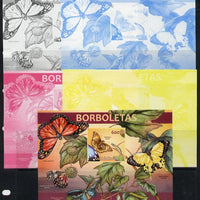 Guinea - Bissau 2013 Butterflies #02 m/sheet - the set of 5 imperf progressive proofs comprising the 4 individual colours plus all 4-colour composite, unmounted mint