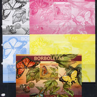 Guinea - Bissau 2013 Butterflies #03 m/sheet - the set of 5 imperf progressive proofs comprising the 4 individual colours plus all 4-colour composite, unmounted mint
