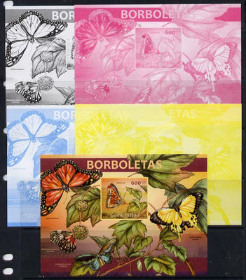 Guinea - Bissau 2013 Butterflies #03 m/sheet - the set of 5 imperf progressive proofs comprising the 4 individual colours plus all 4-colour composite, unmounted mint