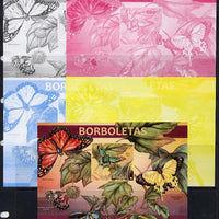 Guinea - Bissau 2013 Butterflies #04 m/sheet - the set of 5 imperf progressive proofs comprising the 4 individual colours plus all 4-colour composite, unmounted mint