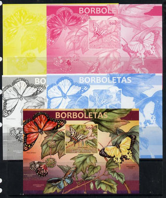 Guinea - Bissau 2013 Butterflies #05 m/sheet - the set of 5 imperf progressive proofs comprising the 4 individual colours plus all 4-colour composite, unmounted mint