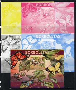 Guinea - Bissau 2013 Butterflies #05 m/sheet - the set of 5 imperf progressive proofs comprising the 4 individual colours plus all 4-colour composite, unmounted mint