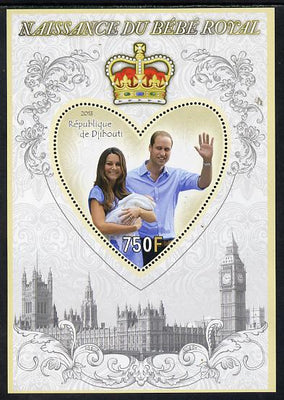Djibouti 2013 Birth of Royal Baby (George) perf s/sheet containing Heart Shaped value unmounted mint
