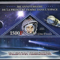 Ivory Coast 2013 50th Anniversary of First Woman in Space perf s/sheet containing triangular value unmounted mint