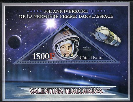 Ivory Coast 2013 50th Anniversary of First Woman in Space perf s/sheet containing triangular value unmounted mint