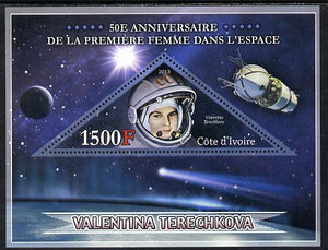 Ivory Coast 2013 50th Anniversary of First Woman in Space perf s/sheet containing triangular value unmounted mint