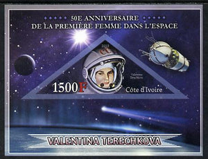 Ivory Coast 2013 50th Anniversary of First Woman in Space imperf s/sheet containing triangular value unmounted mint