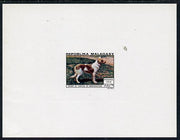 Malagasy Republic 1974 Dogs 100f imperf deluxe sheet in issued colours on thin card, as SG 290