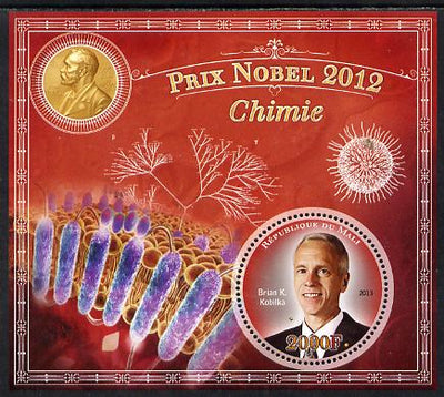 Mali 2013 Nobel Prize Winners for 2012 - Brian K Kobilka (Chemistry) perf s/sheet containing circular value unmounted mint