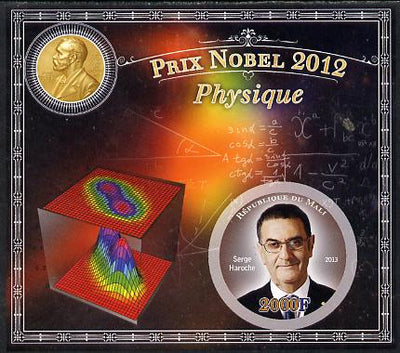 Mali 2013 Nobel Prize Winners for 2012 - Serge Haroche (Physics) imperf s/sheet containing circular value unmounted mint