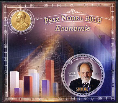 Mali 2013 Nobel Prize Winners for 2012 - Lloyd S Shapley (Economics) perf s/sheet containing circular value unmounted mint