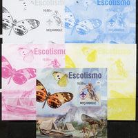 Mozambique 2013 Scouting & Butterflies #1 m/sheet - the set of 5 imperf progressive proofs comprising the 4 individual colours plus all 4-colour composite, unmounted mint