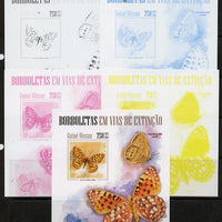 Guinea - Bissau 2013 Butterflies #06 m/sheet - the set of 5 imperf progressive proofs comprising the 4 individual colours plus all 4-colour composite, unmounted mint