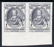 Newfoundland 1933 Sir Humphrey Gilbert 1c slate unmounted mint imperf pair, SG 236a