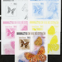 Guinea - Bissau 2013 Butterflies #07 m/sheet - the set of 5 imperf progressive proofs comprising the 4 individual colours plus all 4-colour composite, unmounted mint