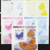 Guinea - Bissau 2013 Butterflies #08 m/sheet - the set of 5 imperf progressive proofs comprising the 4 individual colours plus all 4-colour composite, unmounted mint
