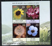 India 2013 Postal Union Congress - Wild Flowers perf sheetlet #1 containing 4 values unmounted mint